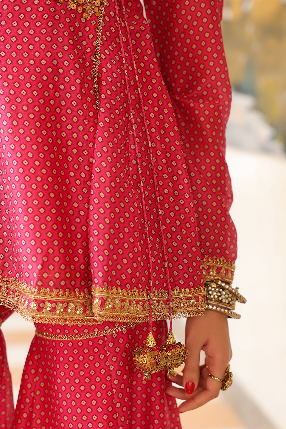 Ahista Pink Printed Angrakha Sharara Set