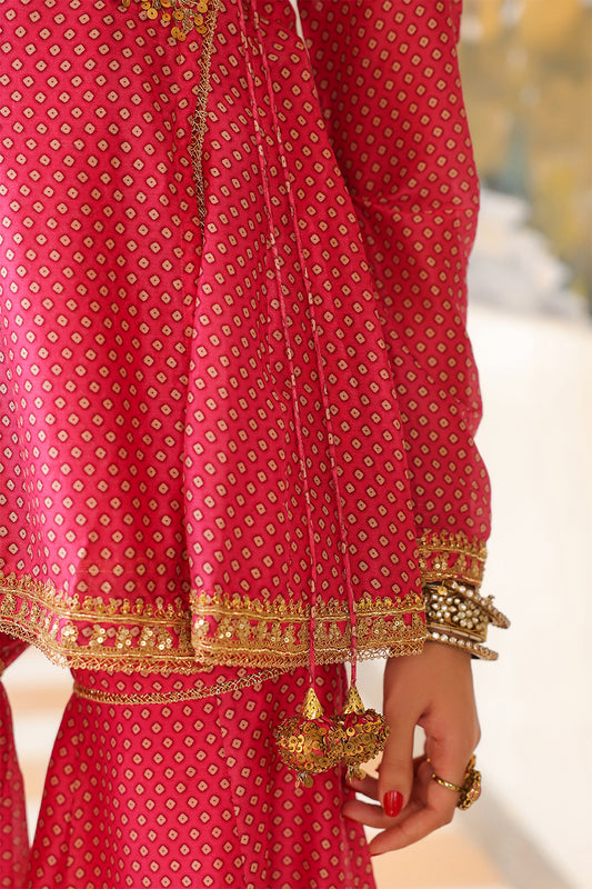 Ahista Pink Printed Angrakha Sharara Set