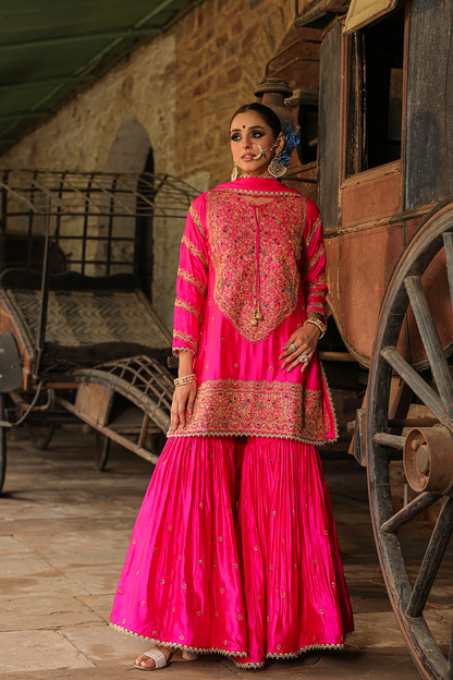 Bird Embroidered Sharara Heavy