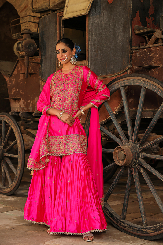 Bird Embroidered Sharara Heavy