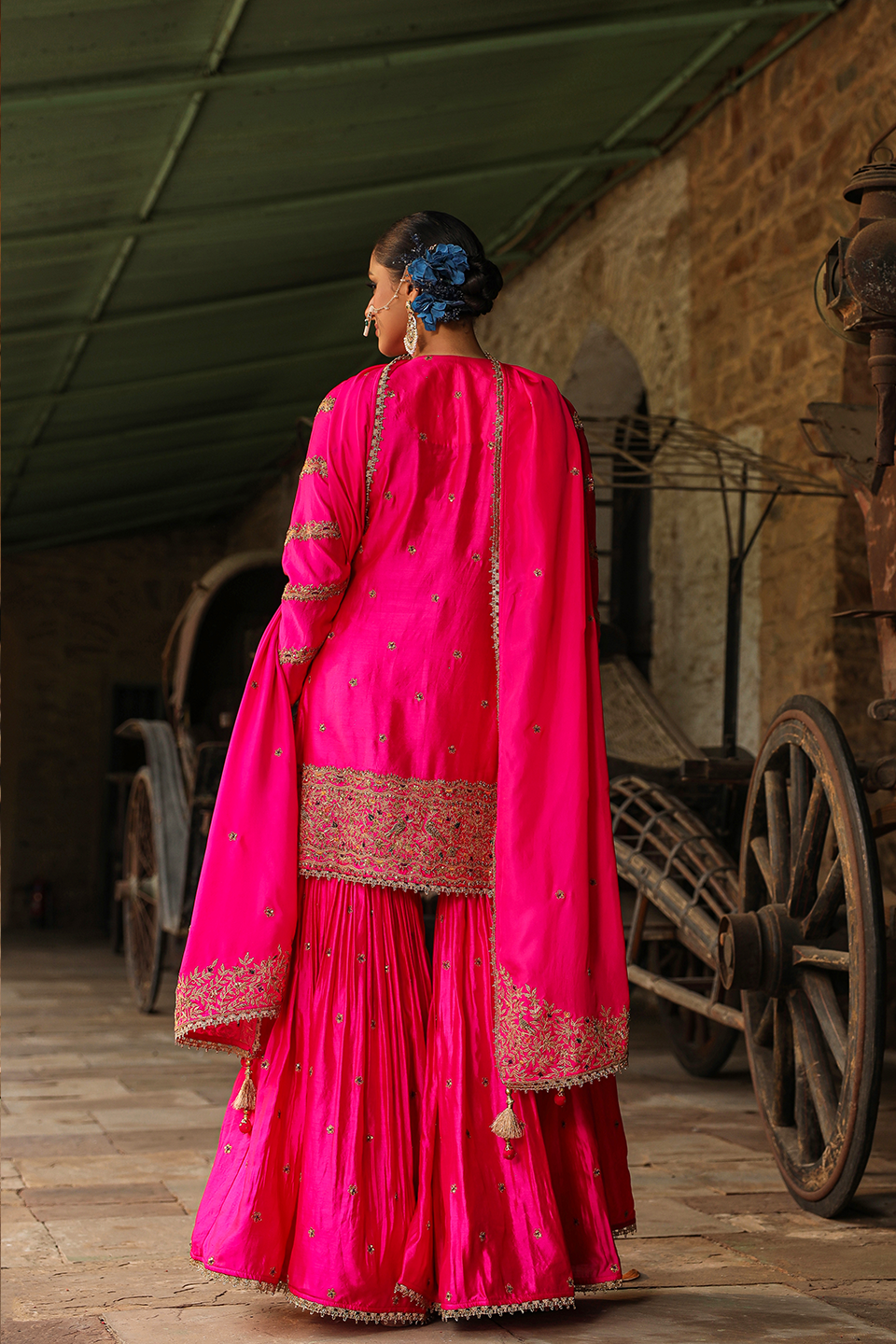 Bird Embroidered Sharara Heavy