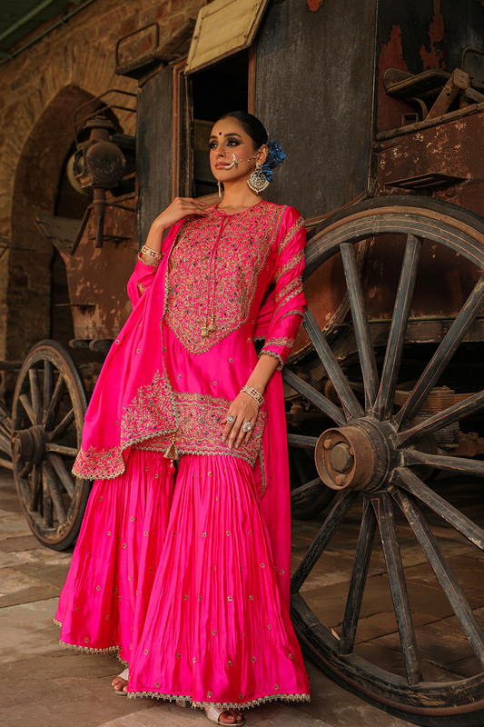 Bird Embroidered Sharara Heavy