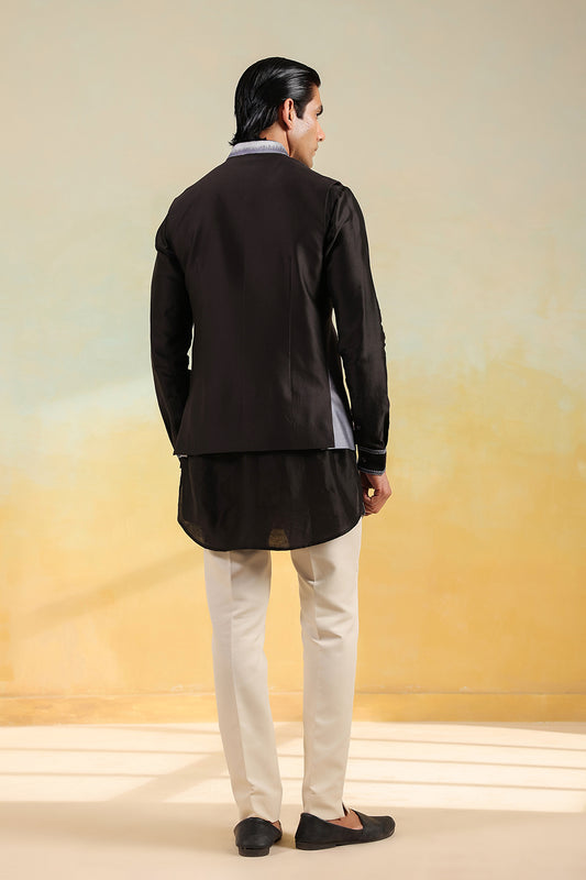 Black Ombre Bandi Kurta Set