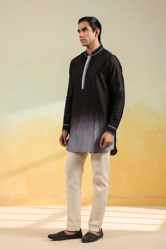 Black Ombre Silk Kurta