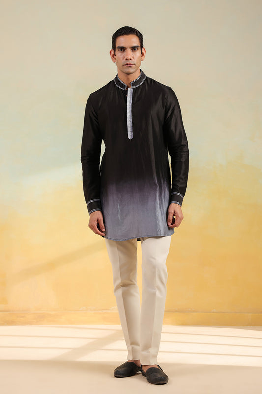 Black Ombre Bandi Kurta Set