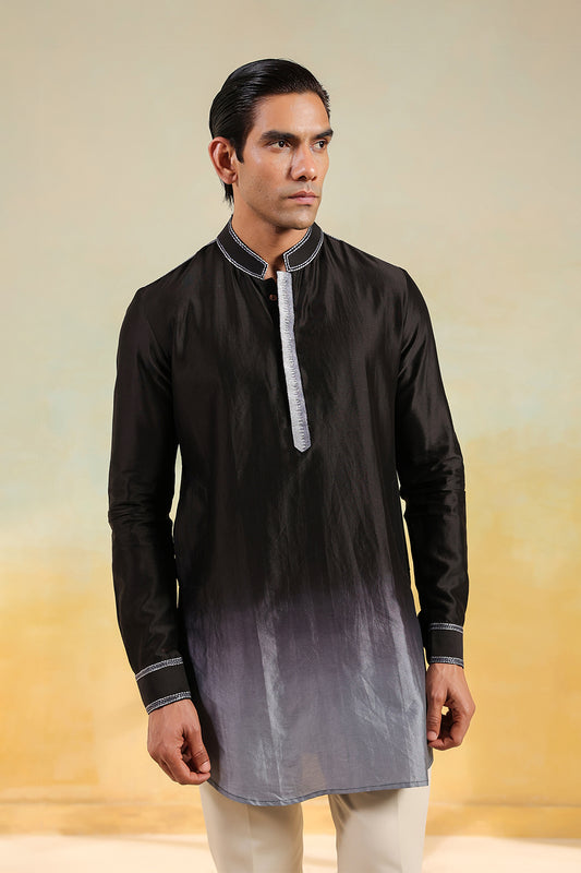Black Ombre Silk Kurta