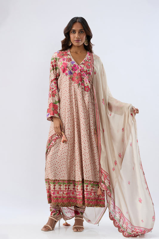 Blossom Ivory Angrakha Set