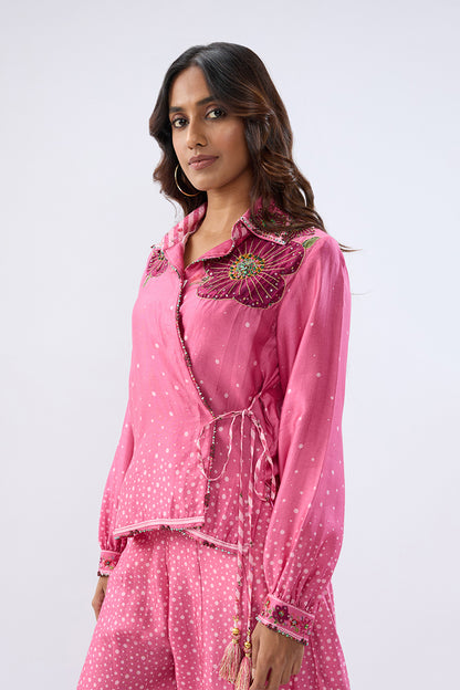Blossom Pink Fusion Sharara Set