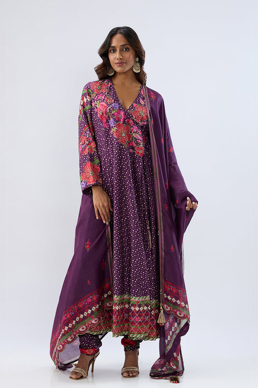 Blossom Purple Angrakha Set