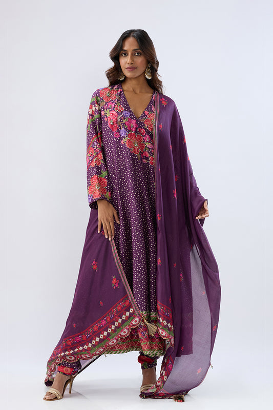 Blossom Purple Angrakha Set