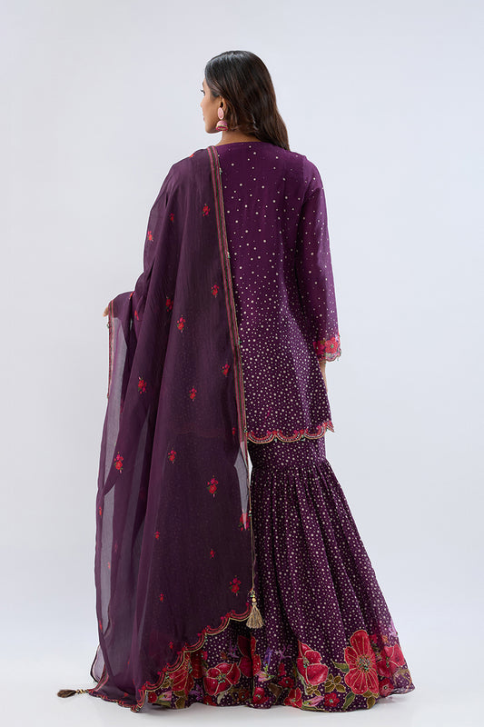 Blossom Purple Sharara Set
