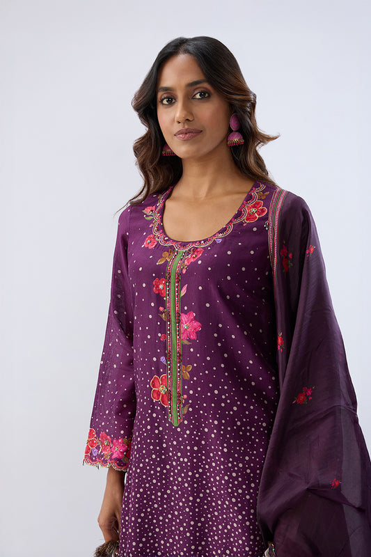Blossom Purple Sharara Set