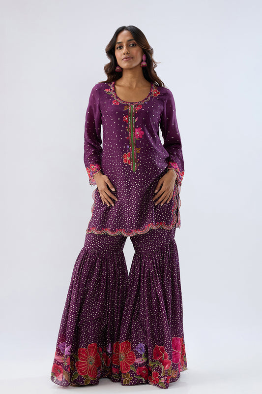 Blossom Purple Sharara Set