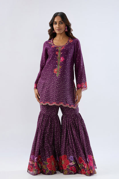 Blossom Purple Sharara Set