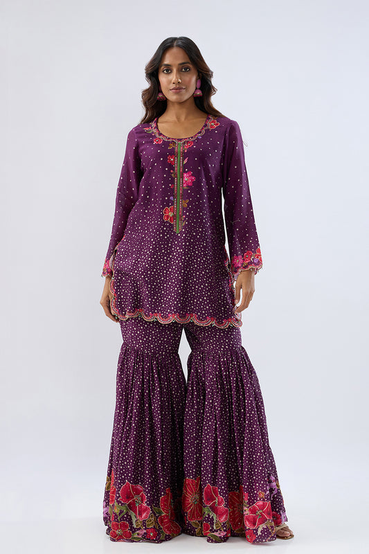 Blossom Purple Sharara Set
