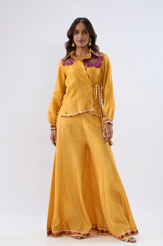 Blossom Yellow Fusion Sharara Set