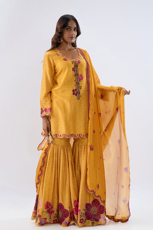 Blossom Yellow Sharara Set