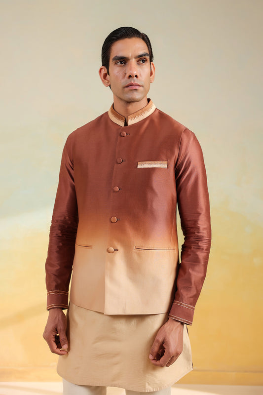 Brown Ombre Bandi Kurta Set