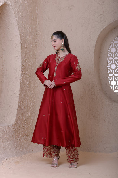 Rangrez Maroon Kalidar Set