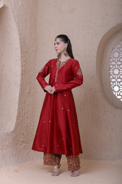 Rangrez Maroon Kalidar Set
