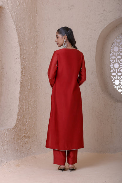 Rangrez Red Zari Kurta Set