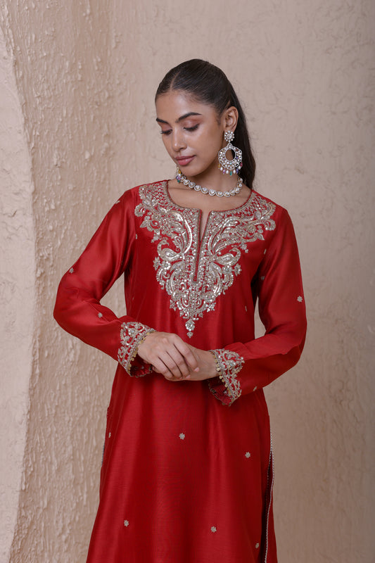 Rangrez Red Zari Kurta Set