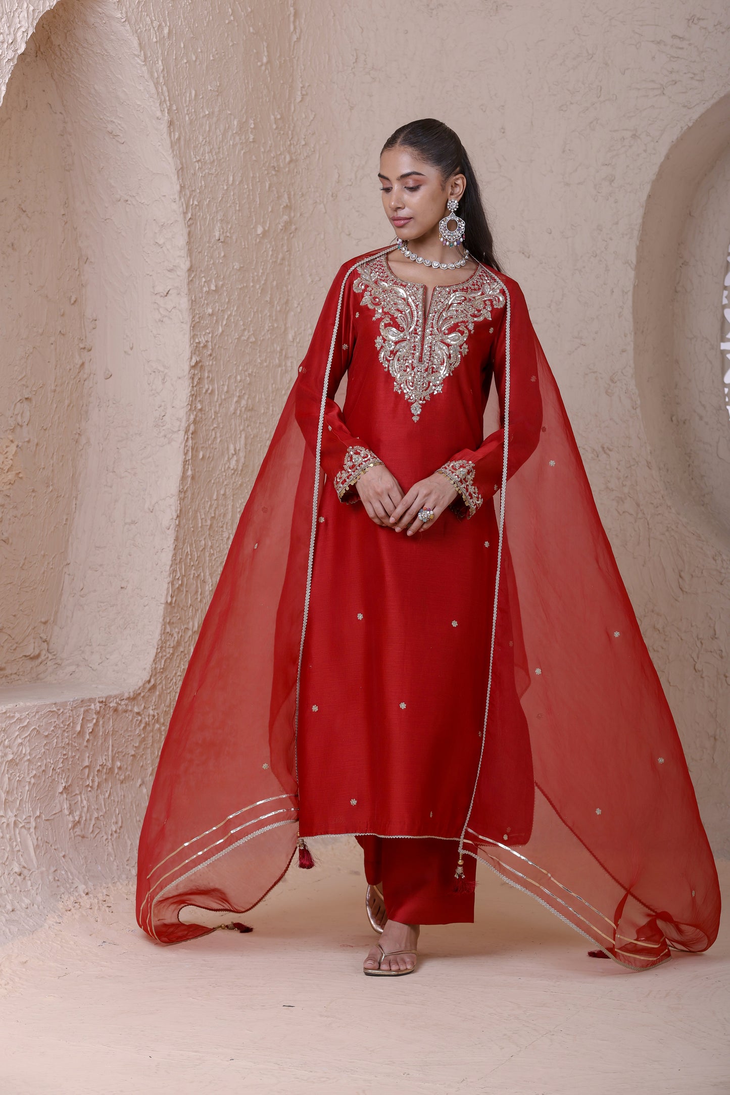 Rangrez Red Zari Kurta Set