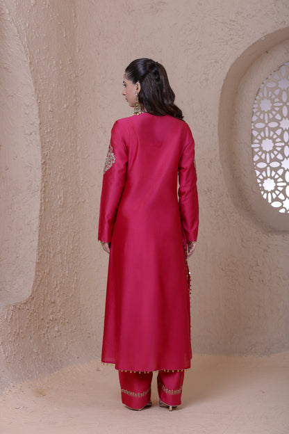 Rangrez Pink Heavy Neck Long Kurta Set