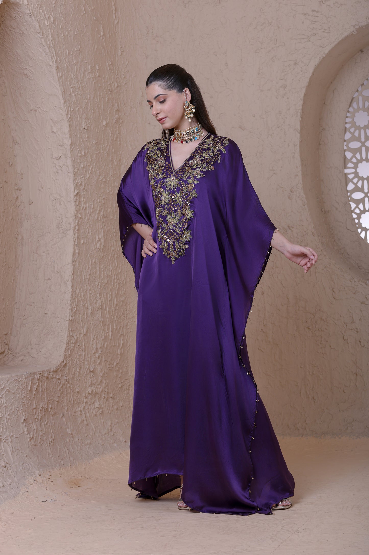 Rangrez Purple Kaftan Set