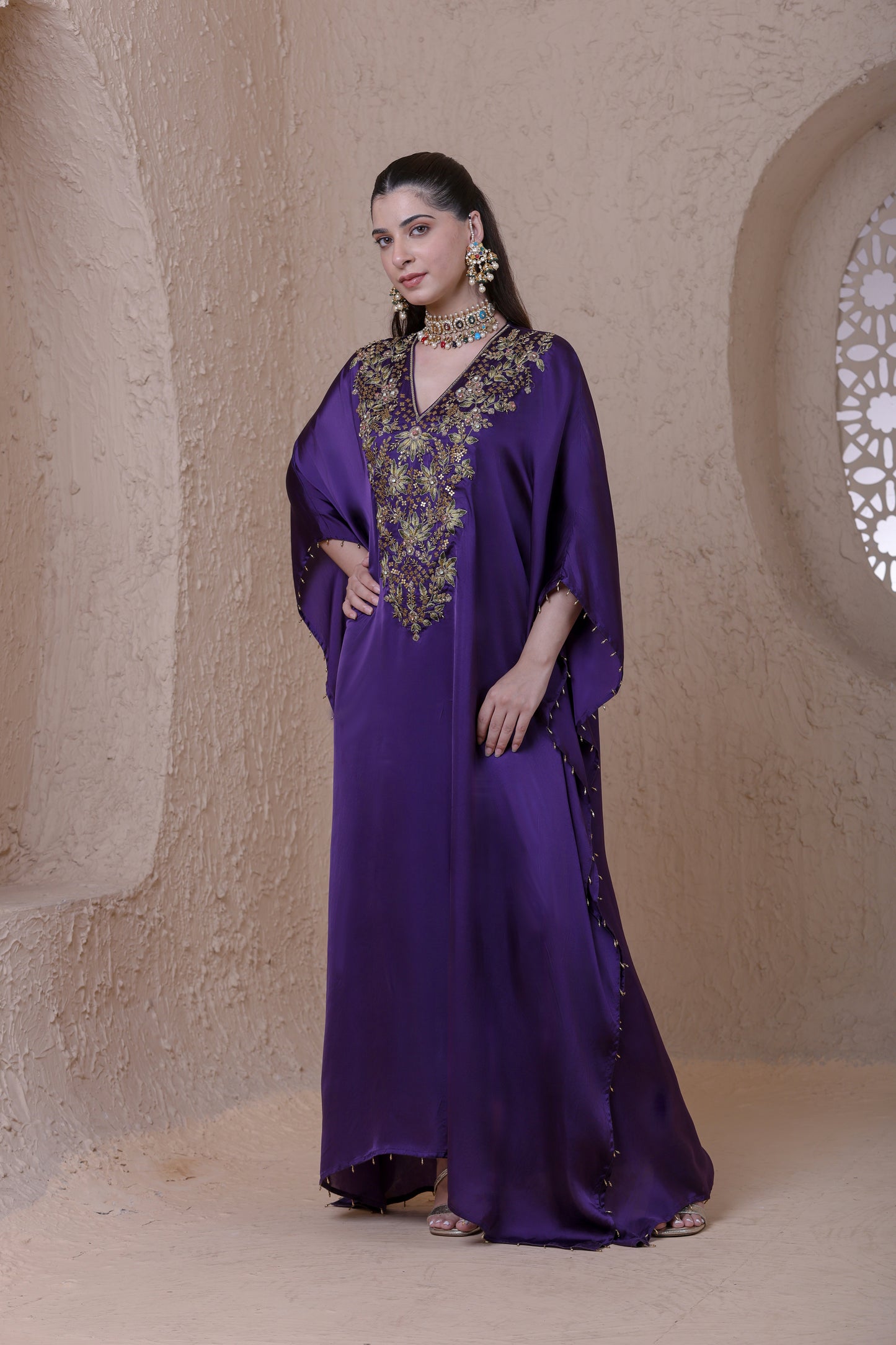 Rangrez Purple Kaftan Set