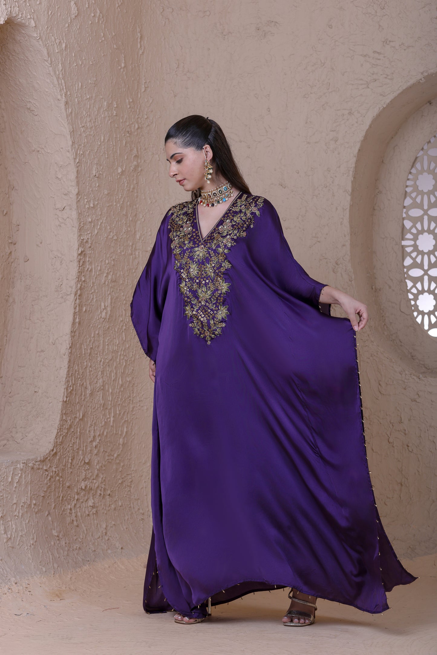 Rangrez Purple Kaftan Set