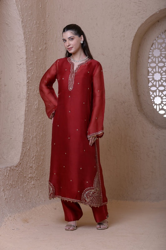 Rangrez Maroon Farshi Kurta Set