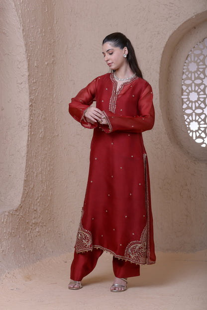 Rangrez Maroon Farshi Kurta Set