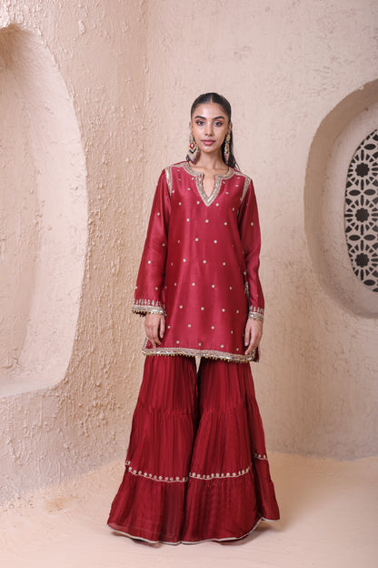 Rangrez Maroon Sharara Set
