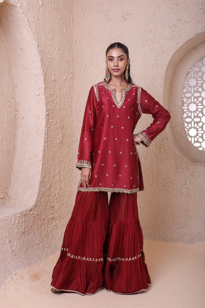 Rangrez Maroon Sharara Set