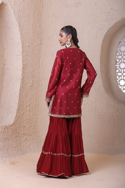 Rangrez Maroon Sharara Set