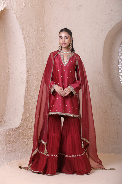 Rangrez Maroon Sharara Set