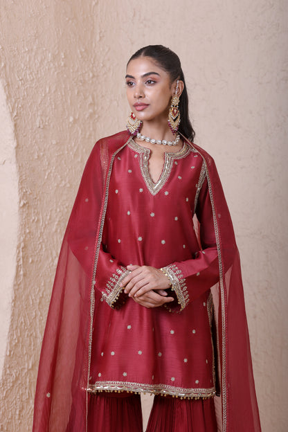 Rangrez Maroon Sharara Set