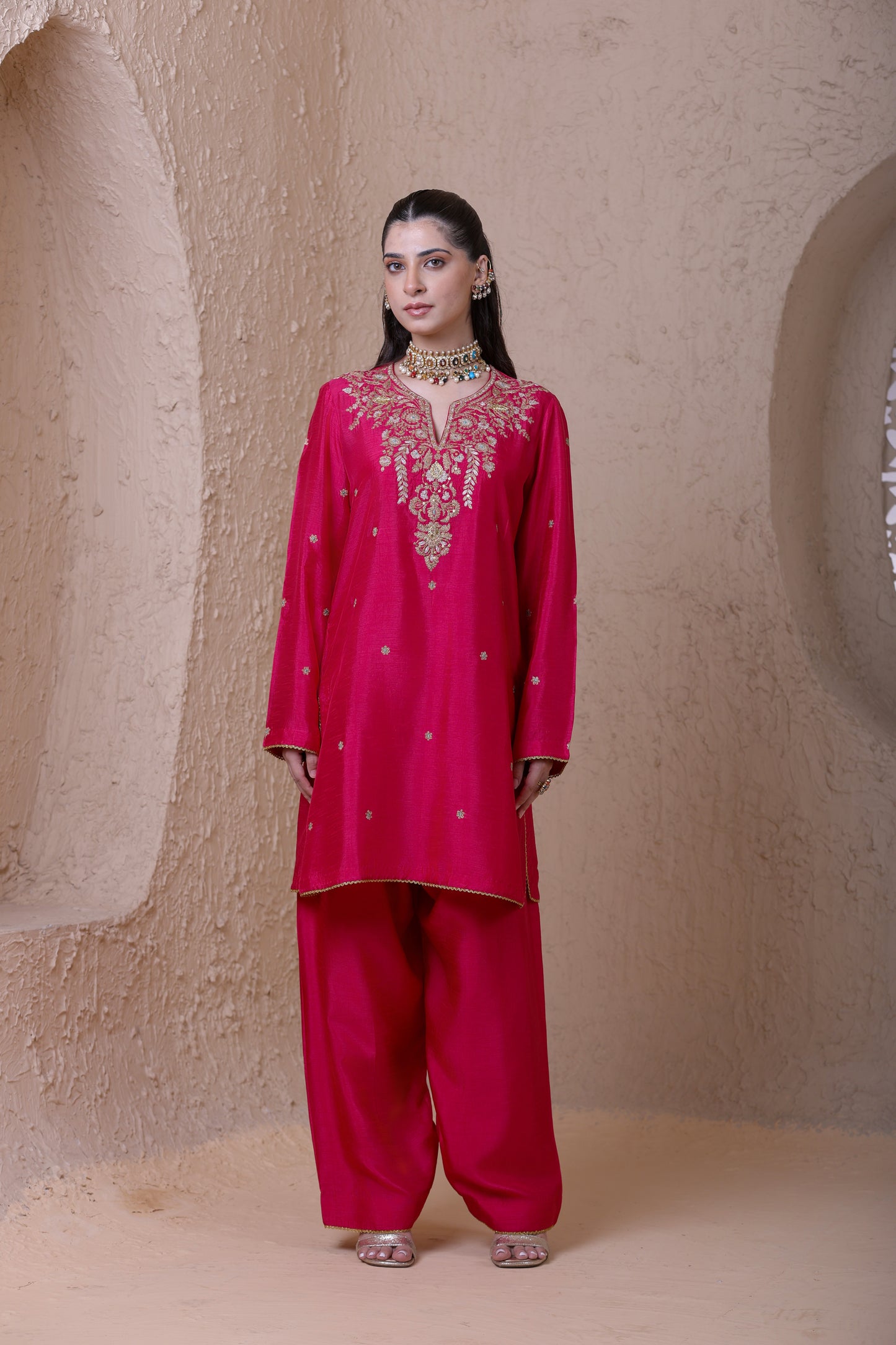 Rangrez Pink Short Kurta Set