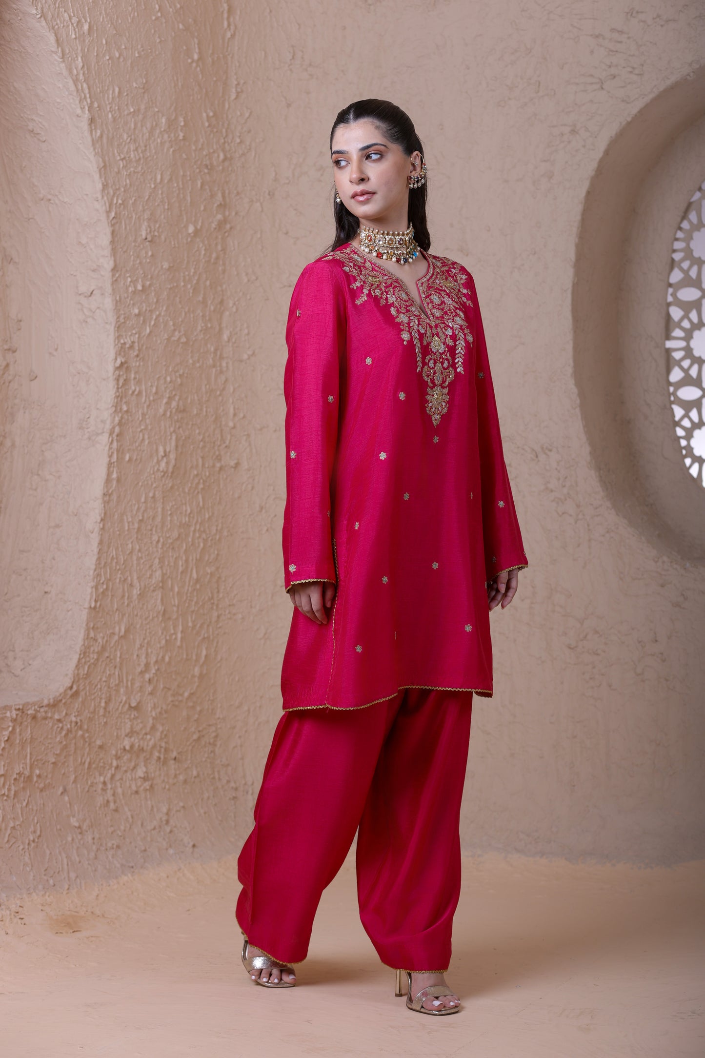 Rangrez Pink Short Kurta Set