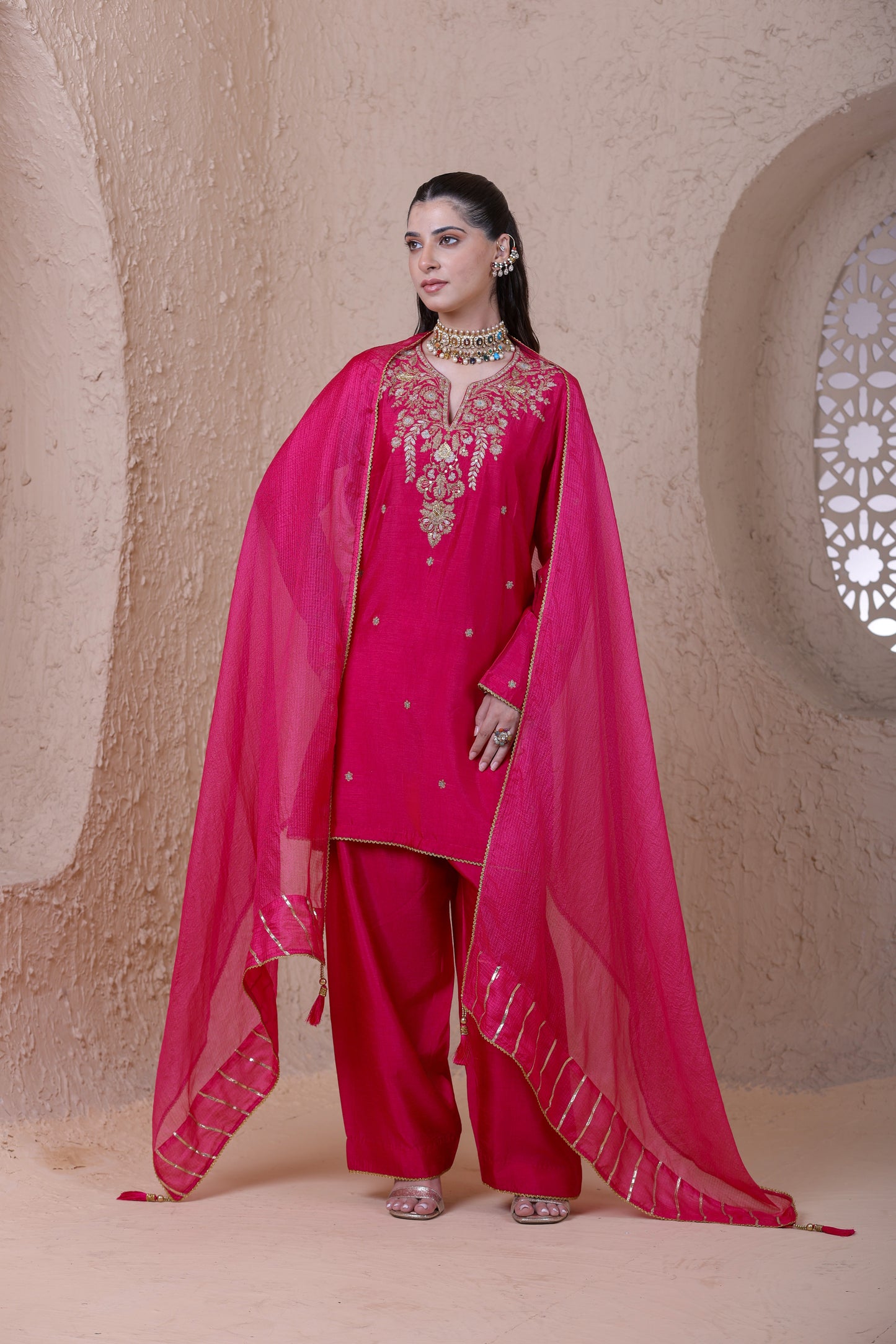 Rangrez Pink Short Kurta Set