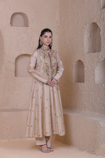 Rangrez Ivory Long Pheran Kurta Set