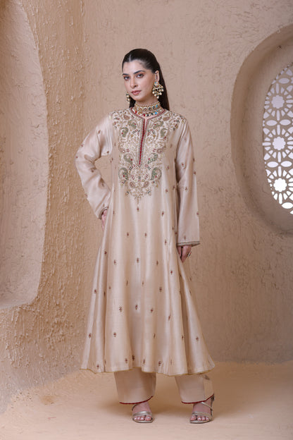 Rangrez Ivory Long Pheran Kurta Set