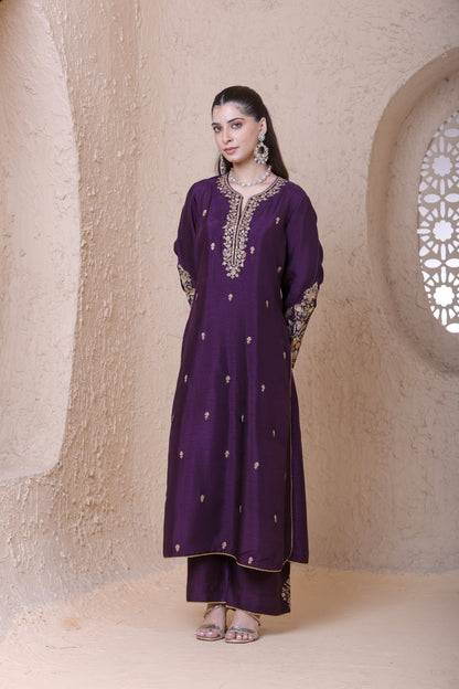 Rangrez Purple Heavy Sleeves Kurta Set