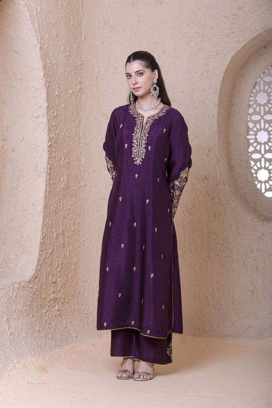Rangrez Purple Heavy Sleeves Kurta Set