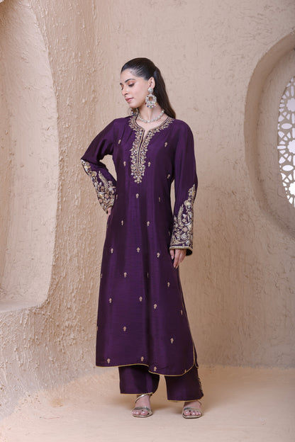Rangrez Purple Heavy Sleeves Kurta Set