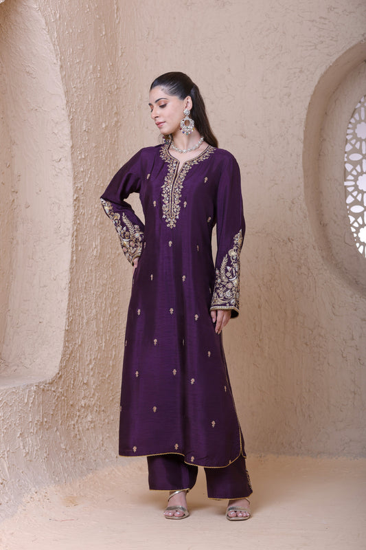 Rangrez Purple Heavy Sleeves Kurta Set