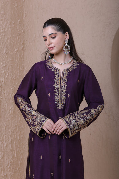 Rangrez Purple Heavy Sleeves Kurta Set