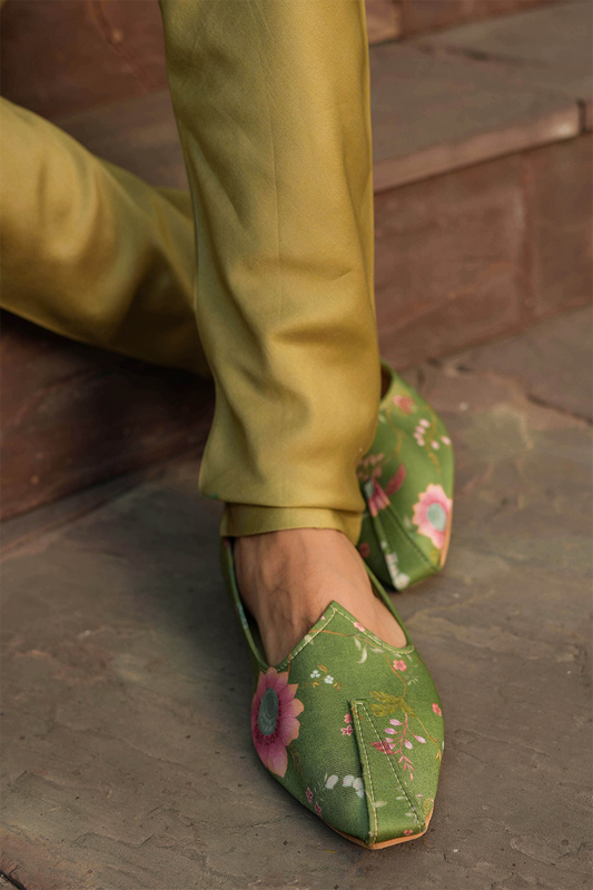 Green Mughal Printed Bandi & Kurta Set