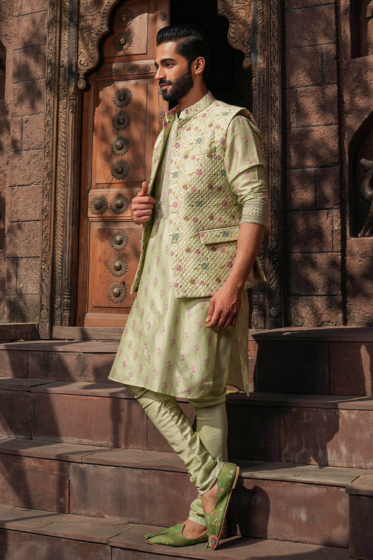 Mint Green Mughal Quilted Bandi